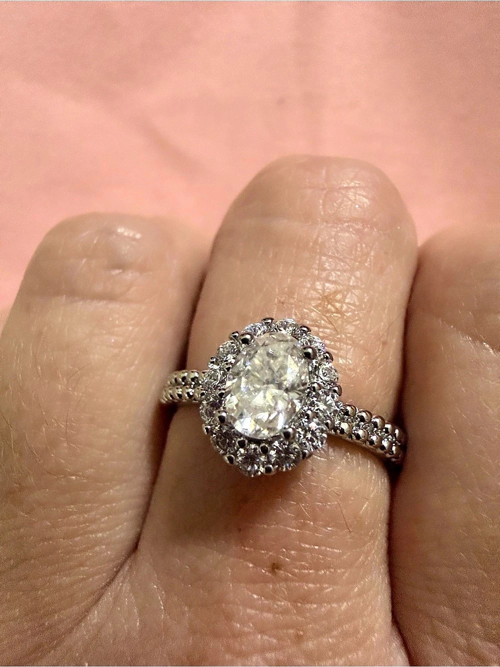 Moissanite Halo Ring in Silver Size 8 NWT